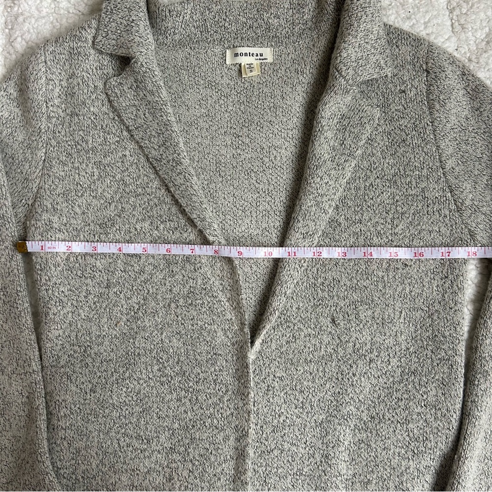 MONTEAU Gray Knit Cardigan Sweater Open Front - Picture 5 of 14